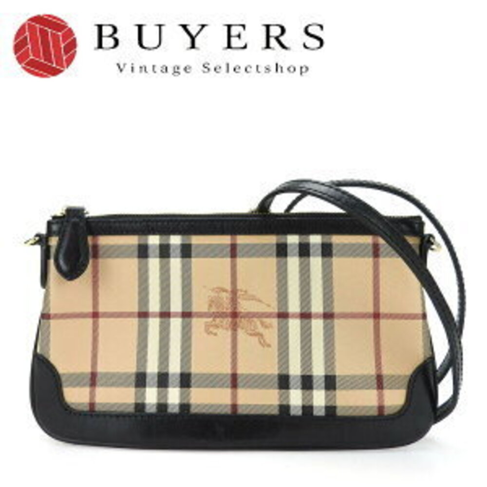 Burberry Shoulder Bag Beige Tan Black Nova Check Shadow Horse Pouch